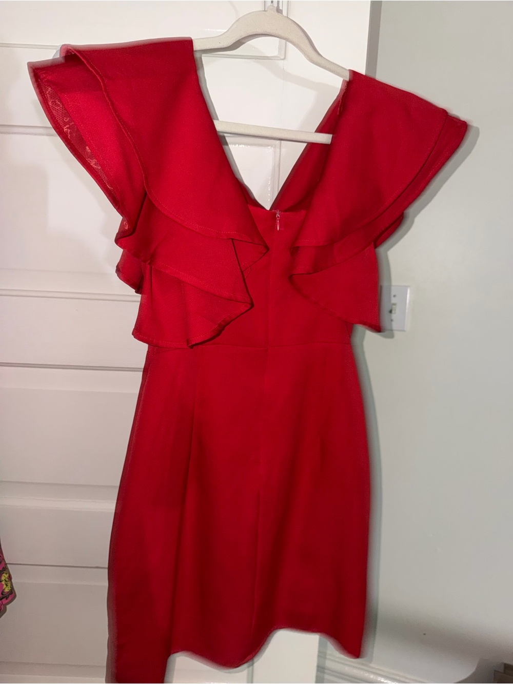 TCEC Red Ruffle Sleeve Mini Dress - Picture 4 of 4